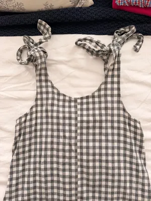 Gingham Tie Strap Maxi Dress Gray thumbnail 1