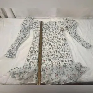 Goodnight Macaroon White Floral Smocked Sheer Sleeve Dress thumbnail 7