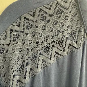 Cable and Gauge Blue V-neck Women’s top size M with Lace detail thumbnail 3