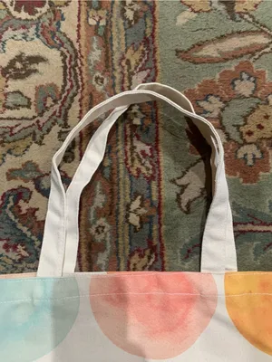 Mad Hippie Canvas Tote Bag Multi Colored Large Polka Dots thumbnail 3