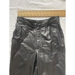 Dana Buchman Women's Black 100% Leather Pants Size‎ 4 Soft Lined W Flaw thumbnail 3