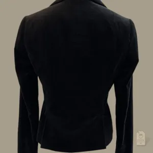 Black Cotton Velvet Blazer Women's Size 0 | Fitted Button Front thumbnail 6