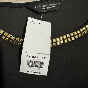 New Dorothy Perkins Black Peplum Top Gold‎ Studded Neckline Hem Women Size XS thumbnail 9