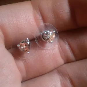 Champagne Heart Simulated Diamond Sterling Silver Stud Earrings thumbnail 7