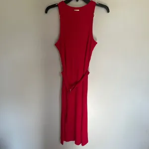 Michael‎ Michael Kors Ribbed Knit Midi Dress Red Pink Ring Shoulder Belted Small thumbnail 14
