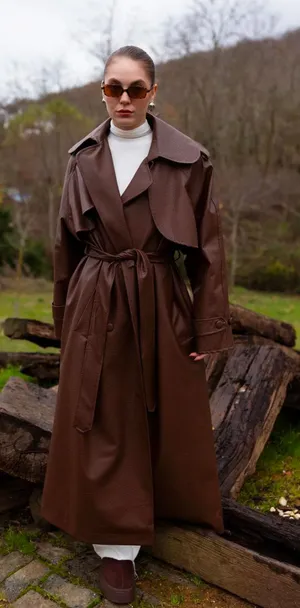 Women’s Brown Trench Coat thumbnail 1