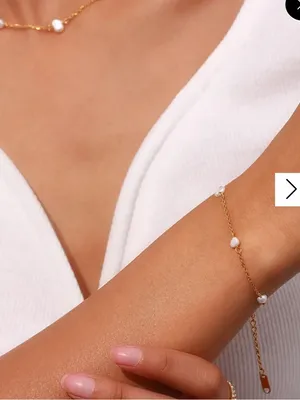 NIB Waterproof Gold Pearl Station Bracelet thumbnail 3