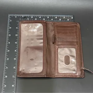 Vintage FOSSIL Brown Pebbled Leather Contrast Stitch Bifold Wallet thumbnail 9