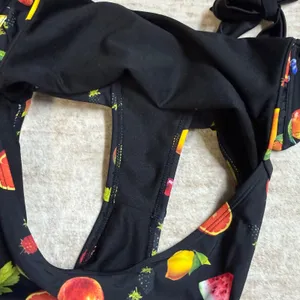 Wild Fable Womens Small Black Fruit Swimsuit Backless Chiquita Tropical Resort thumbnail 6