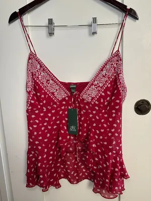 Wild Fable Red Paisley Bandana Rhinestone Cami Tank Top Medium NWT thumbnail 11