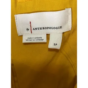 Anthropologie The Soleil Slim Strapless Ruched Dress Mango Yellow Size SP New thumbnail 5