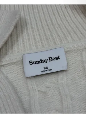 Aritzia Sunday Best Cropped Cable Knit Polo Sweater thumbnail 4