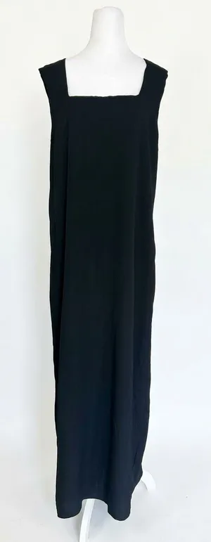 Reformation Vea Black Crepe Square Neck Maxi Shift Dress Size 12 Lined thumbnail 1