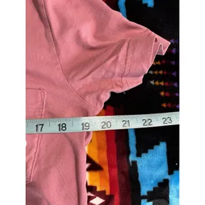 VS PINK Mauve V Neck Short Sleeve Top‎ Size XS Logo Pocket Casual Graphic Back thumbnail 6