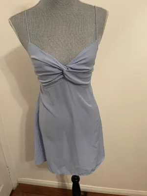 Abercrombie & Fitch Light Blue Twist Front Slip Dress. Size Small thumbnail 6