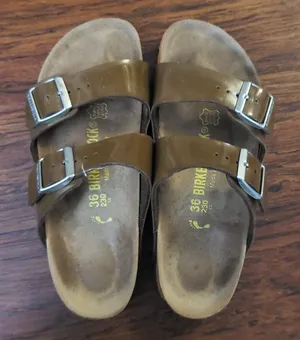 Birkenstock Brown Chic Feminine Summer Patent Leather Arizona Narrow Size 36 thumbnail 1