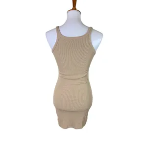 Princess Polly 8 Beige Ribbed Bodycon Tank Mini Dress Y2K Minimalist Going Out thumbnail 2