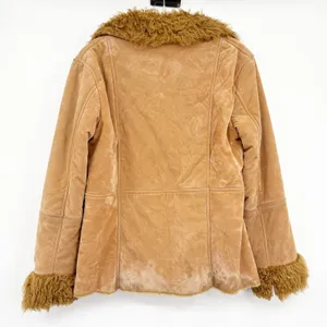 First Line Womens Y2K Tan Faux Suede Embroidered Penny Lane Faux Fur Jacket M‎ thumbnail 10