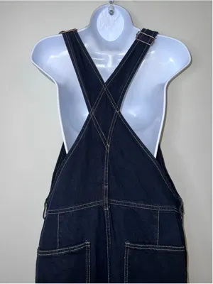 Women's Free People Dark Blue Denim Overalls Size LARGE thumbnail 5