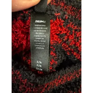 SKIMS Red & Black Buffalo Check Fuzzy Knit Sweater – S/M Oversized thumbnail 6