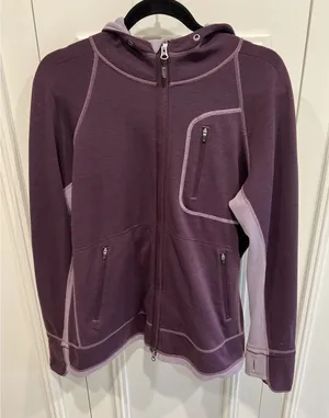 Title Nine Purple Full Zip‎ Hooded Jacket Size Large RN121896 Thumbholes thumbnail 1