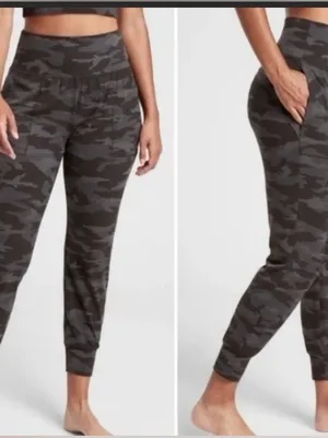 Athleta Salutation camo, gray, black jogger nylon comfy high rise pants L thumbnail 12