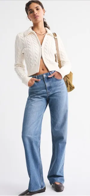 Abercrombie & Fitch‎ Women's NWT The Loose High Rise Medium Wash Denim Jeans 10 thumbnail 1