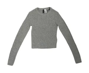 Divided by H&M Ribbed Gray Cropped Preppy Basics Capsule Sweater Size XS thumbnail 1