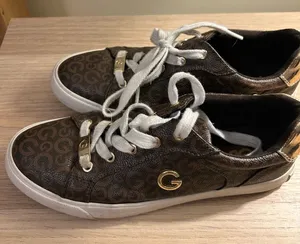 G Los Angeles Brown and Gold Sneakers with Logo Accent thumbnail 1