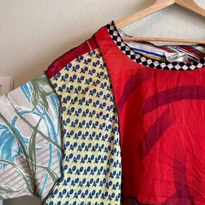 Vintage Funky Patchwork Oversized Tunic Top Red Size undefined thumbnail 5