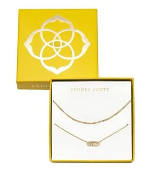 Kendra Scott Emma Filigree Gold Layered Necklace Set Double Chain New thumbnail 1
