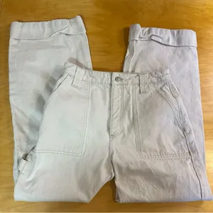 Topshop Wide Leg Baggy Carpenter Jeans Ivory White thumbnail 7