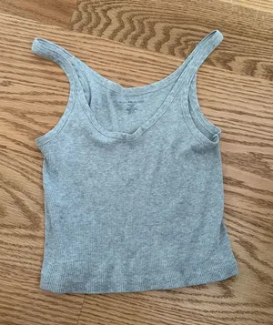 Brandy Melville Light Gray Ribbed Scoop Tank thumbnail 1