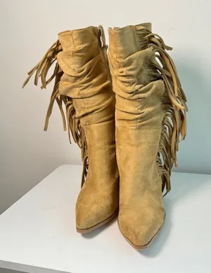 Pretty Little Thing- Tan Boots with Fringe thumbnail 1