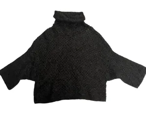 Theyskens' Theory Women's Alpaca Silk Blend Brown Cropped Turtleneck Size P thumbnail 1