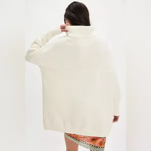 Free People mock neck sweater ribbed Ottoman Slouchy Tunic ecru loose parke thumbnail 6