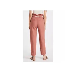 Veronica Beard Karter Paperbag Linen Blend Casual Crop Pants Mocha woman’s 12 thumbnail 3