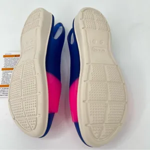 Crocs Cerulean colorblock pink blue slingback peep toe sandals shoes size 5 NEW thumbnail 4