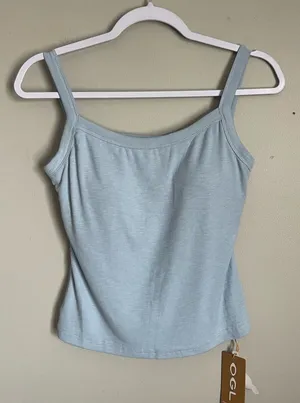 OGL Light Blue Scoop Neck Padded Bra Tank Top Sz M thumbnail 1