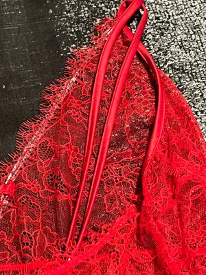 Womens XL Victoria's Secret red lace satin chemise negligee nightie thumbnail 6