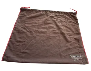 Coach Brown Large Cotton Dust Bag Red Drawstring Logo Storage Accessory Travel thumbnail 1