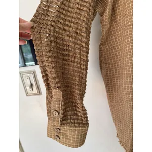 Oli & Hali Brown Check Oversized Frayed Mix Media Tunic Shirt Medium thumbnail 5