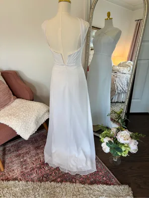 Mary's Bridal White Halter Chiffon Wedding Gown thumbnail 3