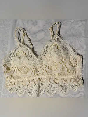 Anthropologie Cream Lace Bandeau Bralette thumbnail 3