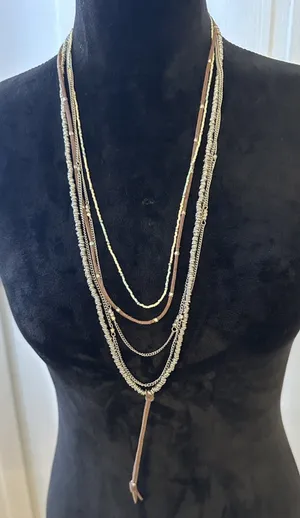 Noonday Collection Necklace Layered boho multi-strand statement Turquoise Brown thumbnail 1