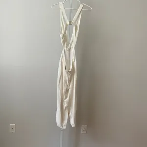 Bec & Bridge 6 Luxury White Midi Dress Plunging V Neck Backless Textured Wedding thumbnail 5