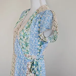 Blue Rain Pastel Floral Patchwork Wrap Maxi Dress - Size M thumbnail 5