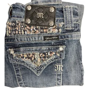 Miss Me Y2K Skinny Embellished Medium Wash Saddle Stitch Low Rise Jeans‎ Size 27 thumbnail 4