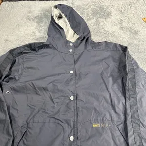 Vintage Nike Jacket Woman's SZ S Blue Windbreaker Rain Coat Y2K 90s Spellout thumbnail 2