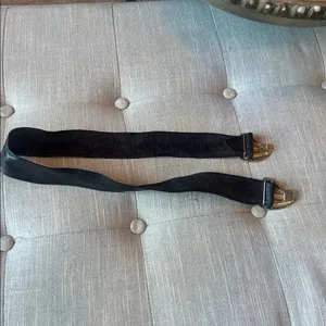 Non Signe Vintage Two Toned Hardware Black Leather Belt thumbnail 5